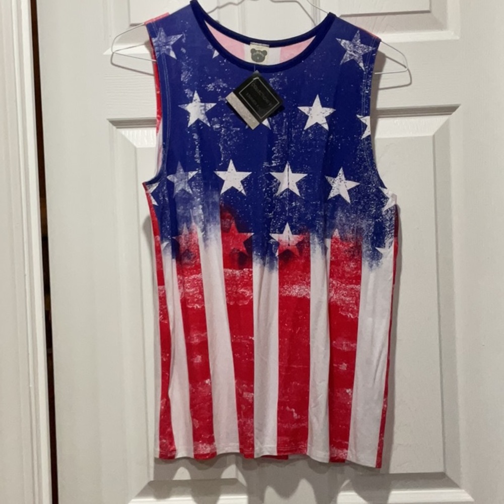 Cute American flag tank top women M fit